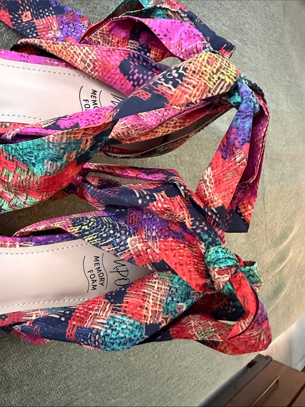 Impo Multicolor Tie-Wrap Wedge Sandals